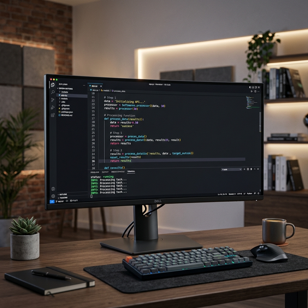 Software development workspace showing code editor